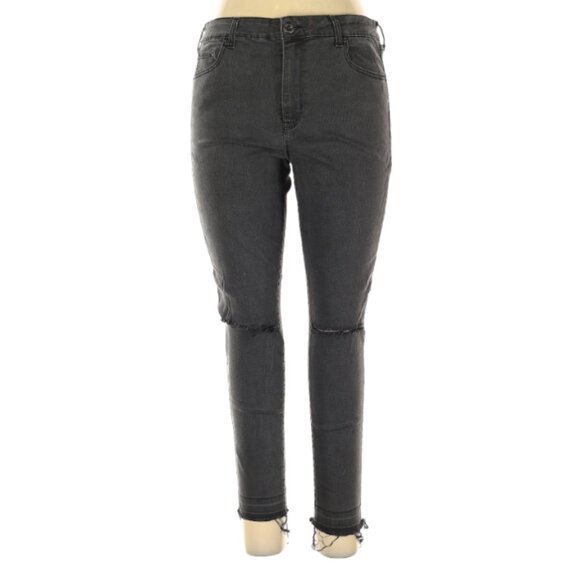 Aeropostale Denim - Aeropostale Skinny Jeggings Womens 18 Black Distressed 90s Y2K High Rise Raw Hem
